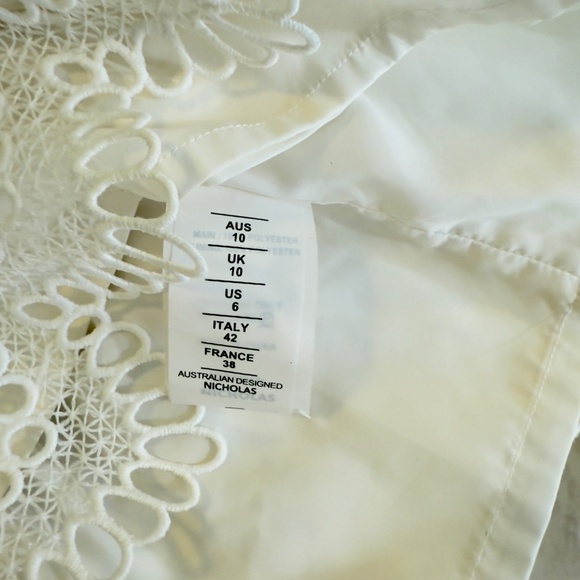 Nicholas One Shoulder Dress White Embroidered Eyelet Long Sleeves Polyester - Picture 16 of 16